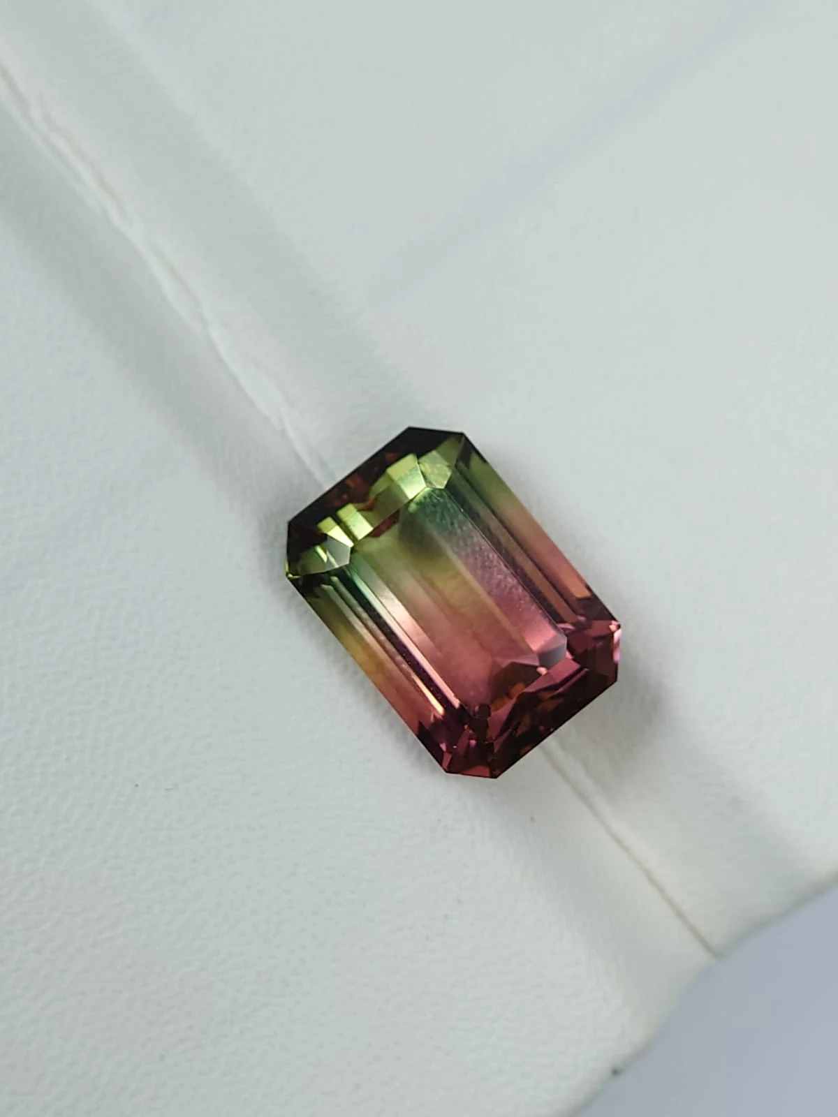 15.74ct Natural Stunning Bicolor Tourmaline Emerald Cut Loose Gemstone from Afghanistan — view 2